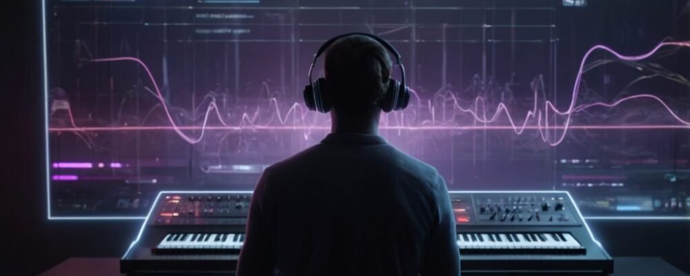  A person using AI software to remove vocals in a futuristic music studio