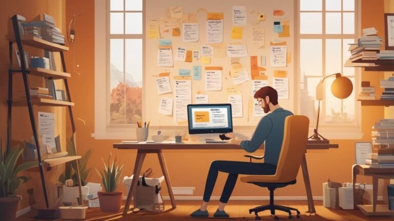 Freelance writer working from home in 2025 with digital tools and cozy workspace