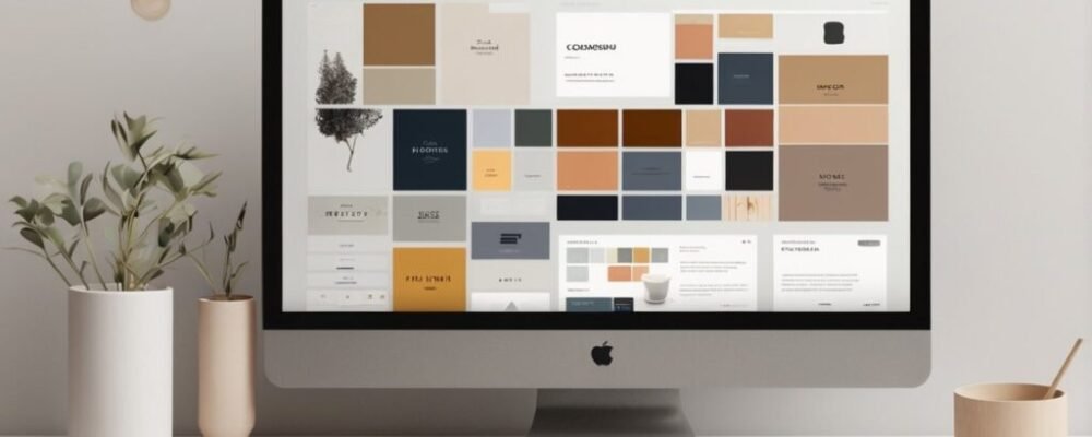 1 Social media design concept showing a designer creating digital content.