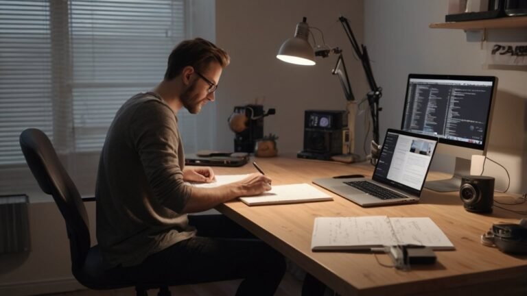YouTube video scriptwriting workspace with creator planning a video script