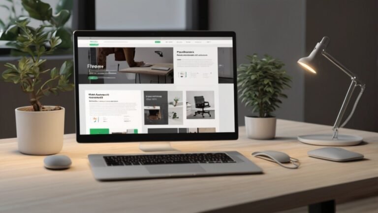 build website using fiverr workspace setup with laptop