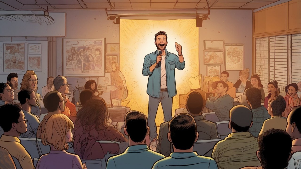 comic book cover composition with main character focus